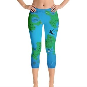 Main Street Bella Neverland Map Capri Leggings | Peter Pan Inspired | XL